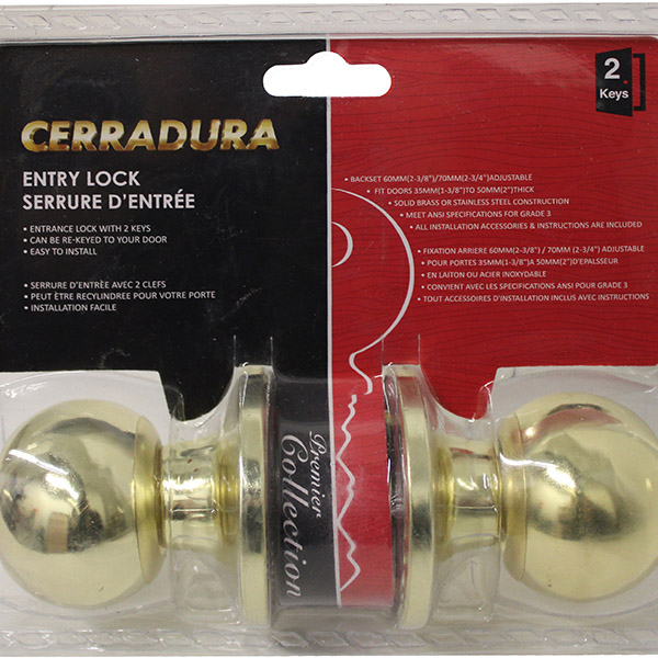 Cerradura Knob Entry Lock with 2 Keys ~ Brass-0