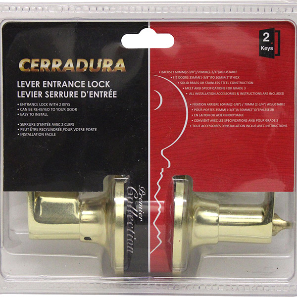 Cerradura Lever Entrance Lock with 2 Keys ~ Brass-0