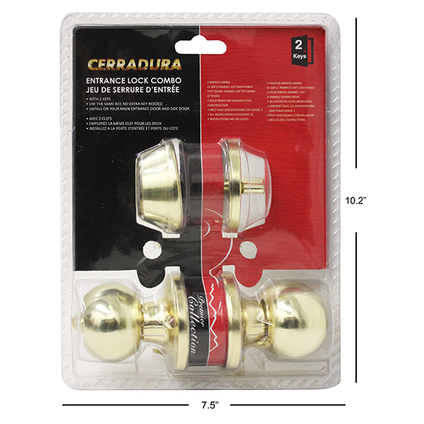 Cerradura Knob Entrance Lock Combo with Deadbolt ~ Brass-0