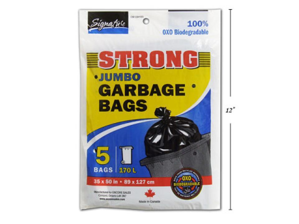 Signature Strong Jumbo Garbage Bags - Black ~ 5 per bag-0