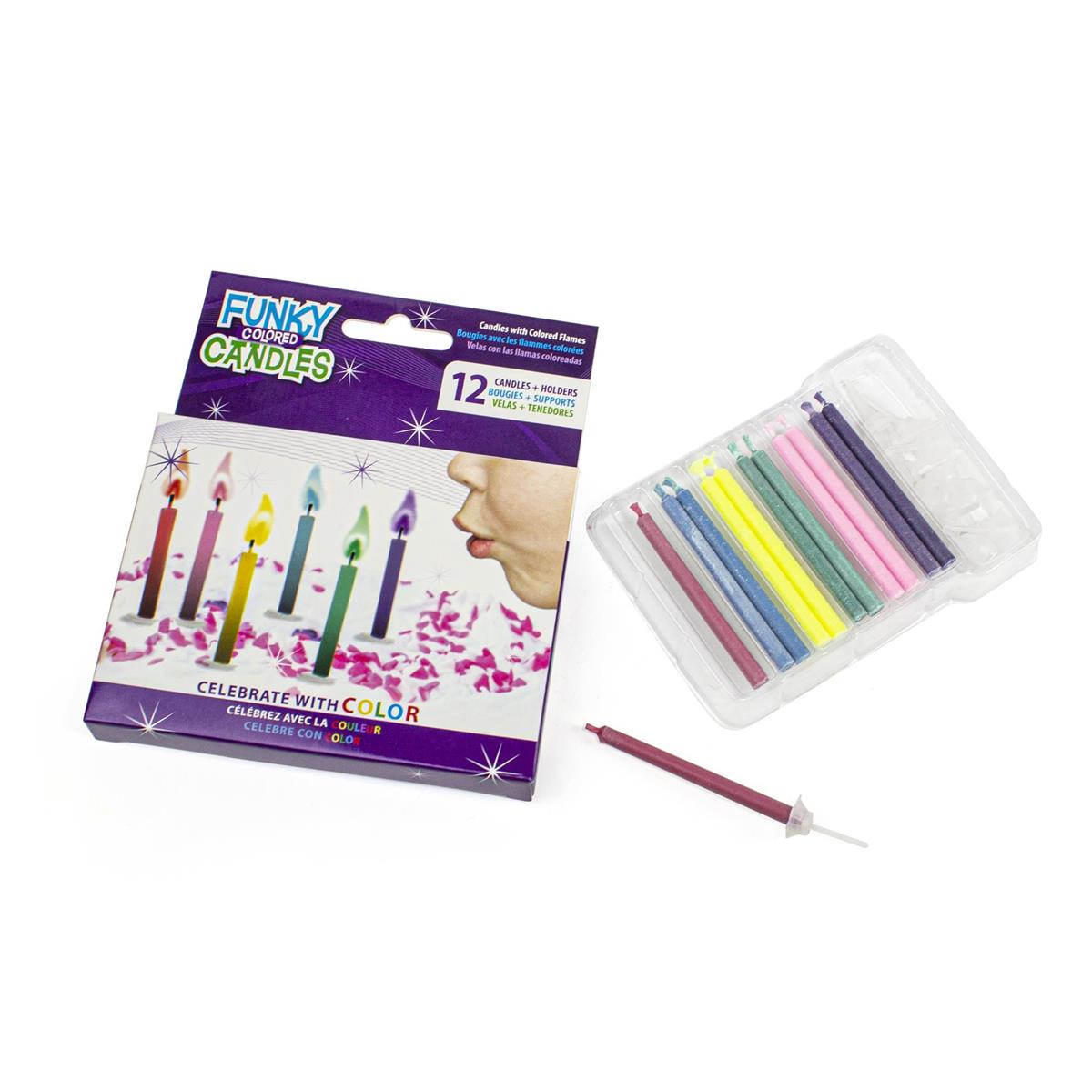Funky Flames Colored Birthday Candles ~ 12 per pack-0