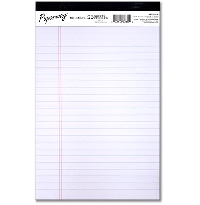 Legal Pad - White Paper - 5" x 8" - 50 sheets ~ SOLD 12 PADS PER SLEEVE-0