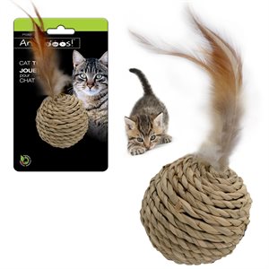 Animoos Cat Ball in Jute with Feather-0