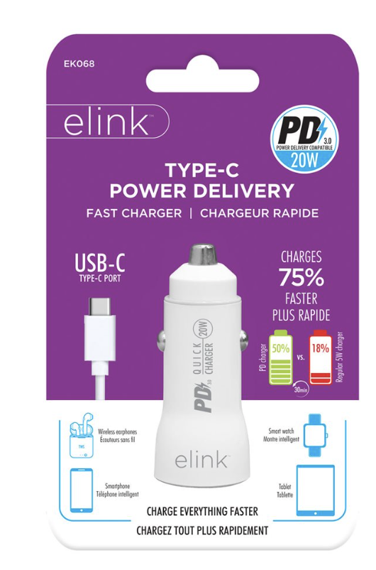 eLink Type-C Fast Car Charger ~ 20W-0