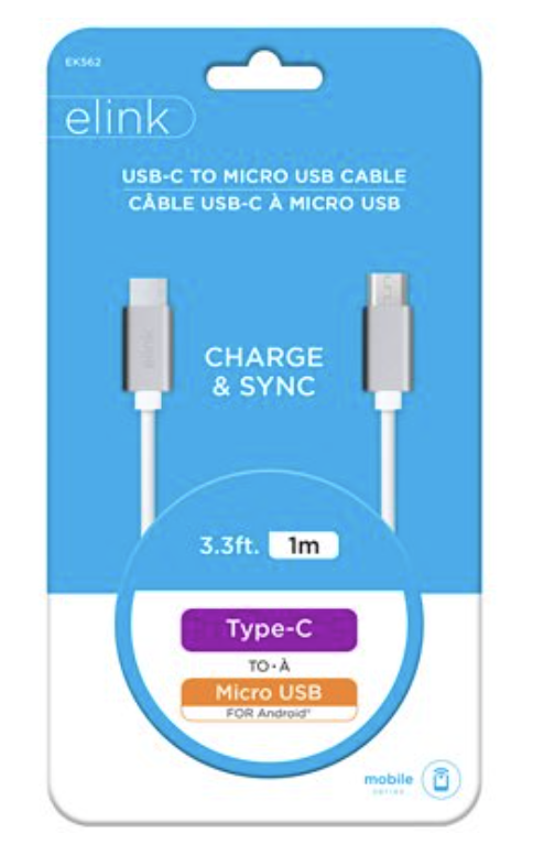eLink USB-C to Micro USB Charge & Sync Cable ~ 3.3' (1M)-0