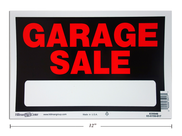 Plastic Sign 8" x 10" ~ GARAGE SALE-0