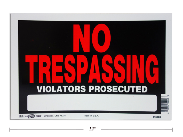 Plastic Sign 8" x 10" ~ NO TRESPASSING-0