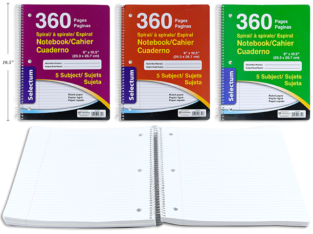 Selectum Coil 5 Subject Notebook, 8" x 10.5" ~ 360 pages per scribbler-0