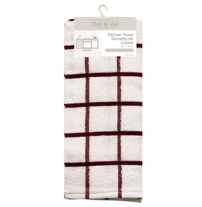 Terry Kitchen Towel - 18" x 28" - 1 per pack ~ Red/White-0
