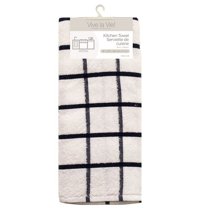Terry Kitchen Towel - 18" x 28" - 1 per pack ~ Navy/White-0