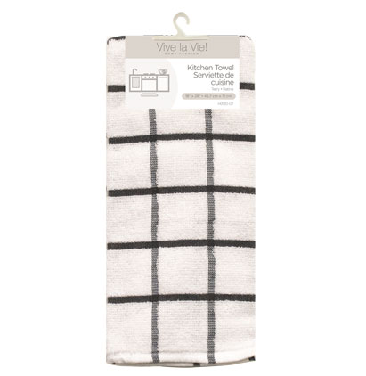 Terry Kitchen Towel - 18" x 28" - 1 per pack ~ Charcoal/White-0