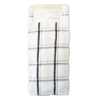 Terry Kitchen Towel - 18" x 28 - 2 per pack ~ Navy/White-0