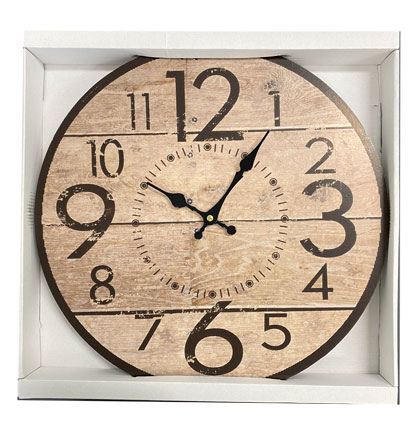 HomeAide MDF Brown Wall Clock ~ 15.5" Round-0
