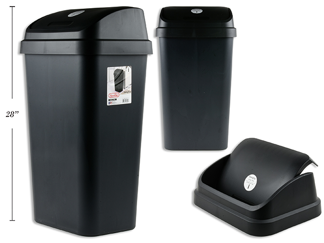 Sterilite Swing Top Plastic Wastebasket - Black ~ 49 Litre-0