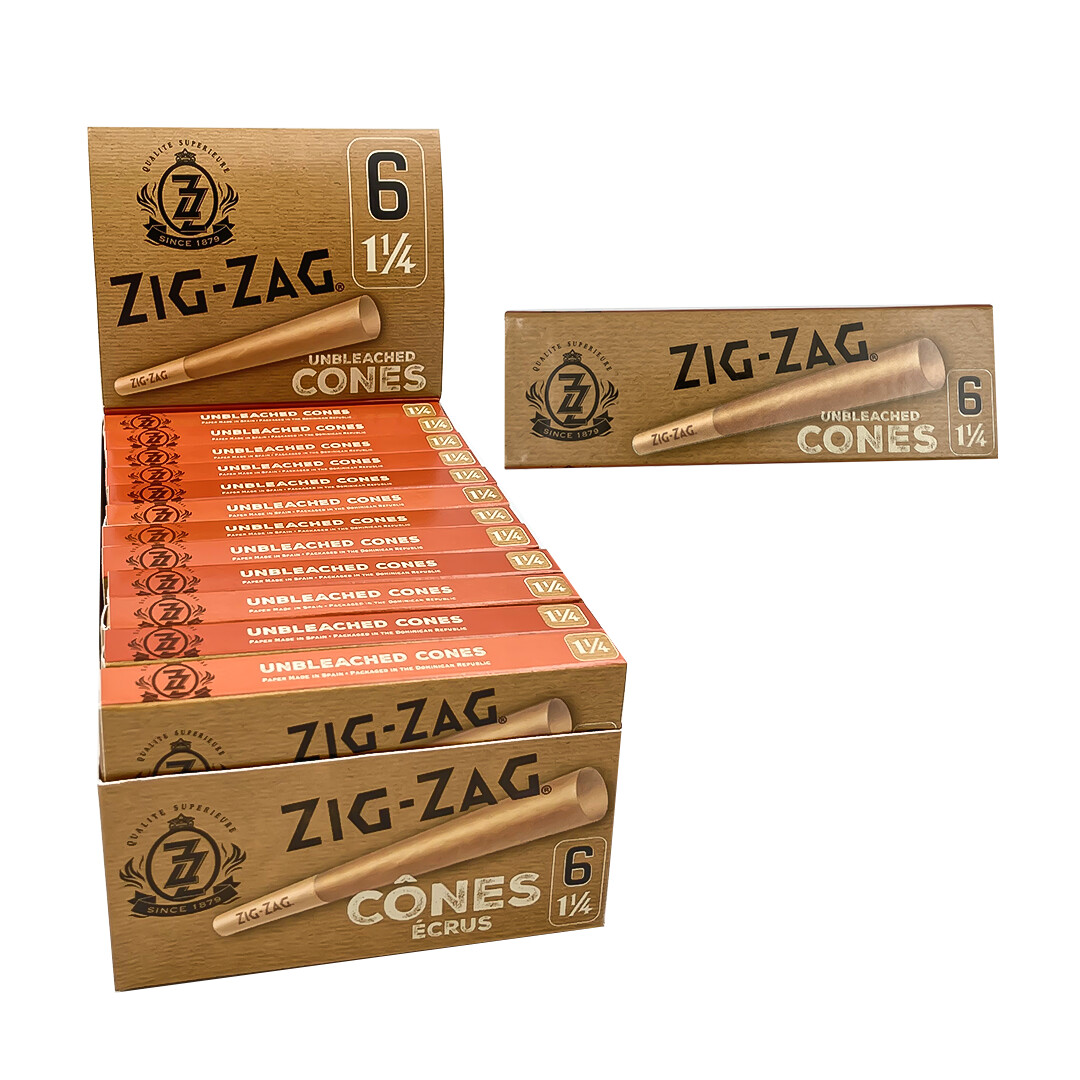 Zig Zag Unbleached Cones - 1-1/4 - 6 per pack ~ 24 packs/display-0