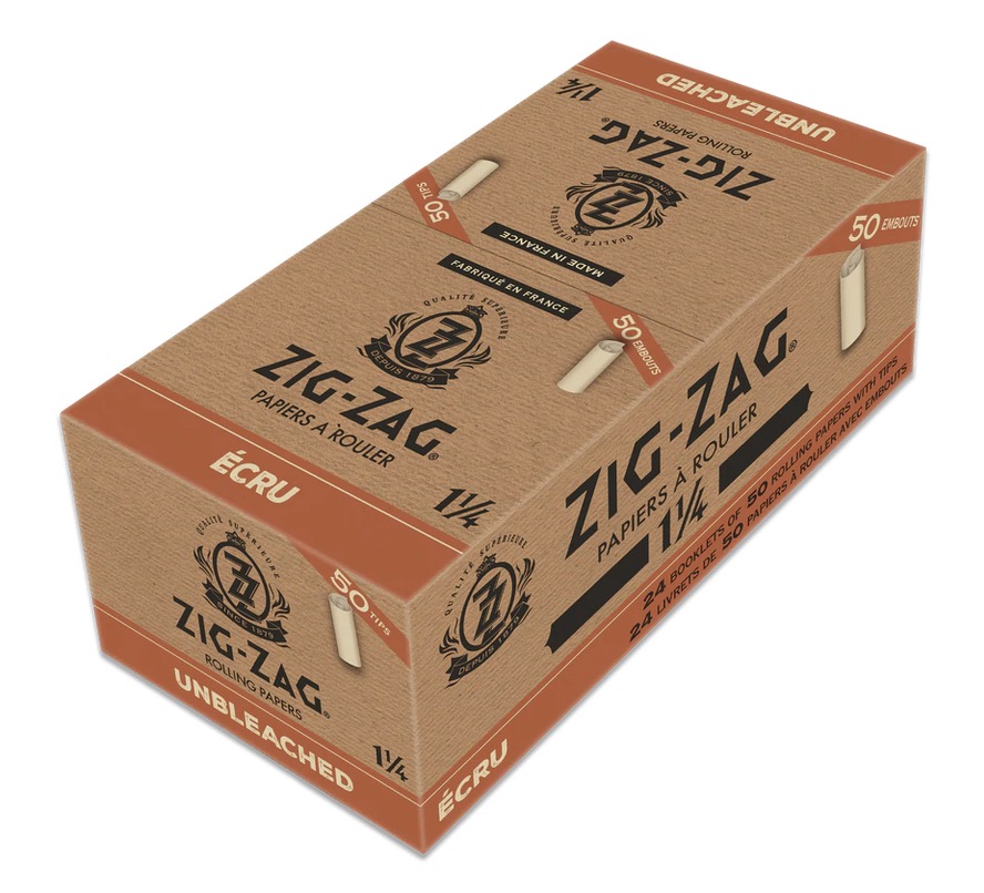 Zig Zag Unbleached Paper with Tips - 1-1/4 - 50 per pack ~ 24 packs/display-0