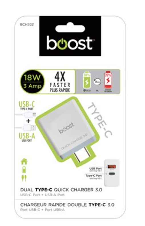 Boost Type-C Dual USB Wall Charger ~ 18W-0