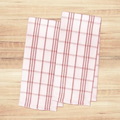 Waffle Weave Dish Clothes - 18" x 28" - 2 per pack ~ Red Stripe-0