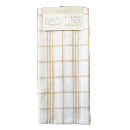 Waffle Weave Dish Clothes - 18" x 28" - 2 per pack ~ Taupe Stripe-0