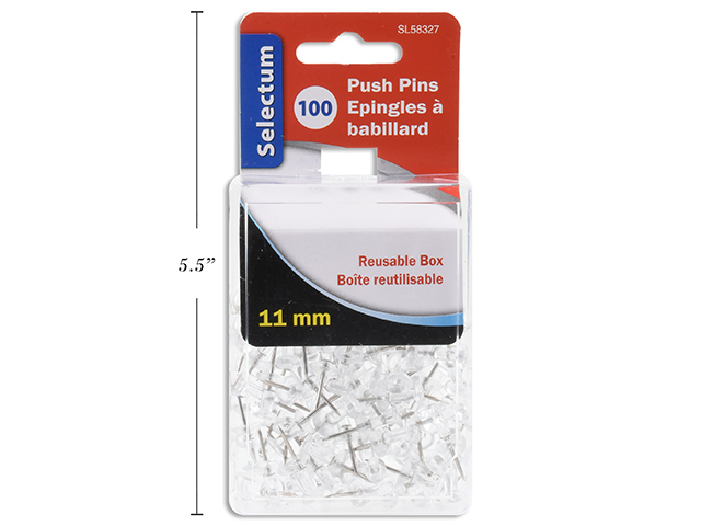 Selectum Clear Push Pins - 11mm ~ 100 per pack-0