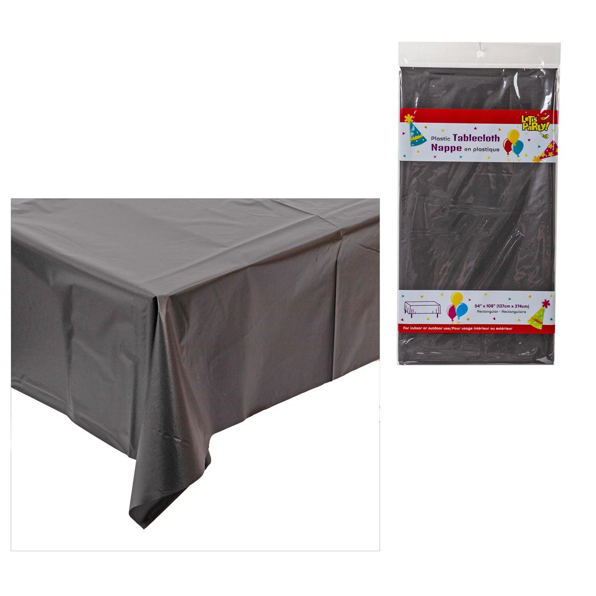 Let's Party Black Plastic Tablecloth ~ 54" x 108"-0