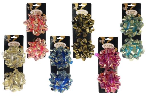Star Bows 4" - Gold Stripes ~ 2 per pack-0
