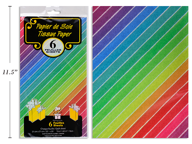 Tissue Paper - Lined Rainbow ~ 6 per pack-0