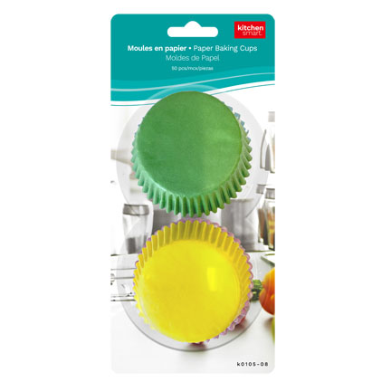 Kitchen Smart Paper Baking Cups, Green/Yellow - Large ~ 50 per pack-0