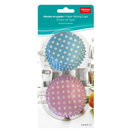 Kitchen Smart Paper Baking Cups, Blue & Pink w/Polka Dots - Large ~ 50 per pack-0