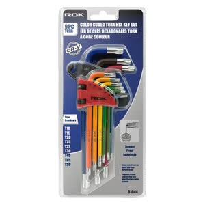 ROK TORX Color Coded Long Ball End Hex Keys ~ 9 piece set